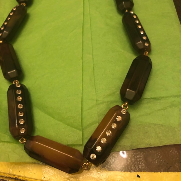 J.Crew tortoise look rhinestone disks necklace - Picture 2 of 3